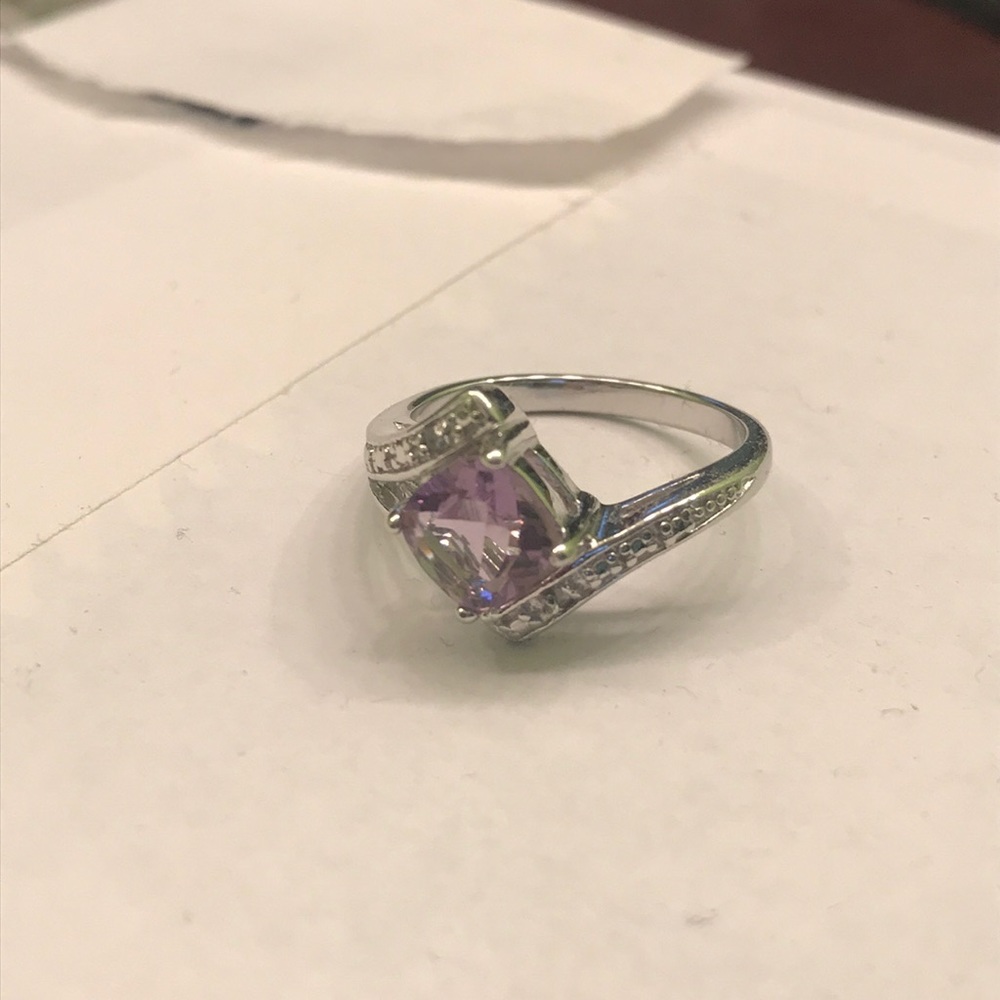Genuine sterling silver amethyst size 8 ring